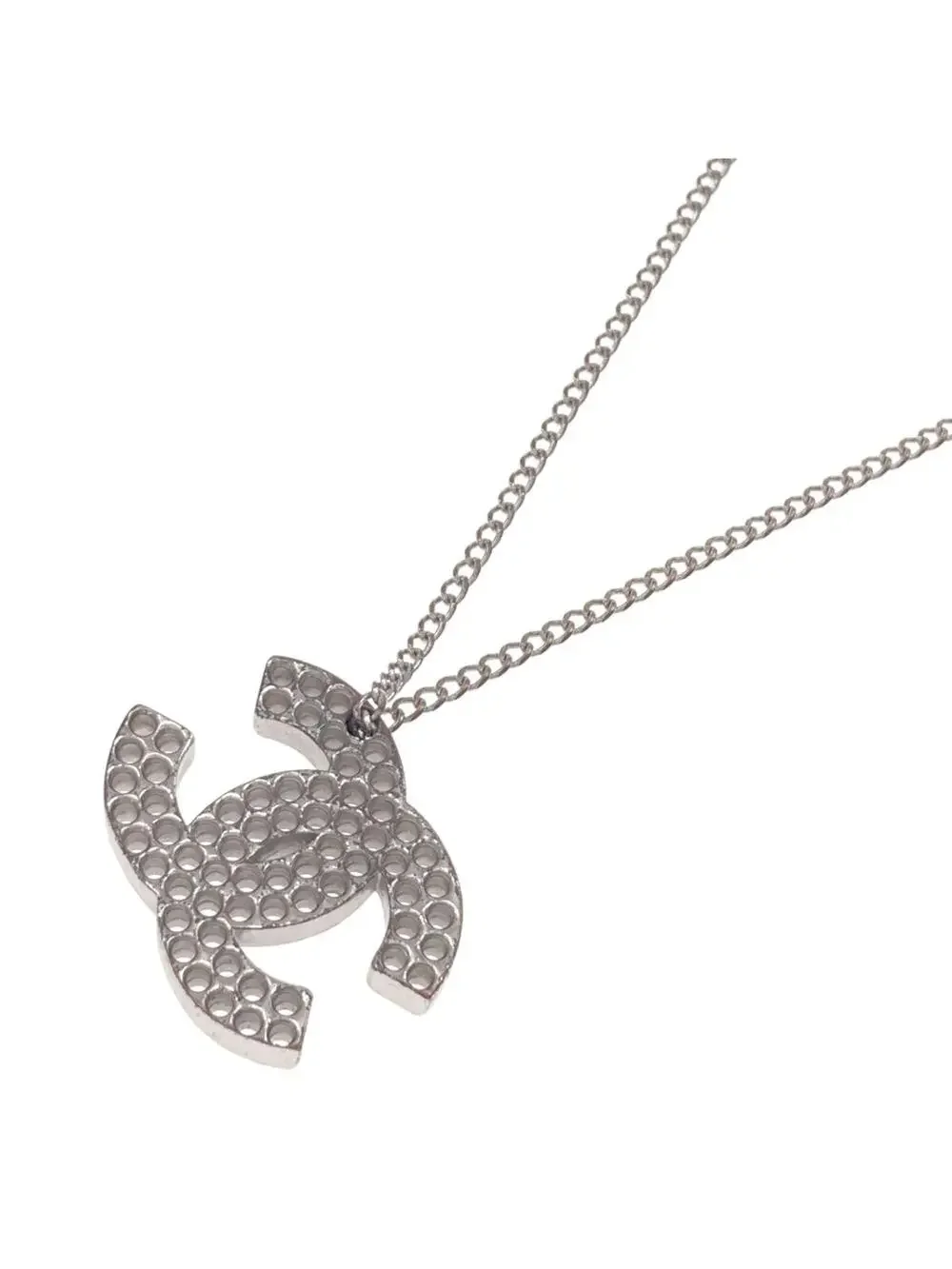 Chanel Cc Logo Pendant Necklace Silver- #357880C60B